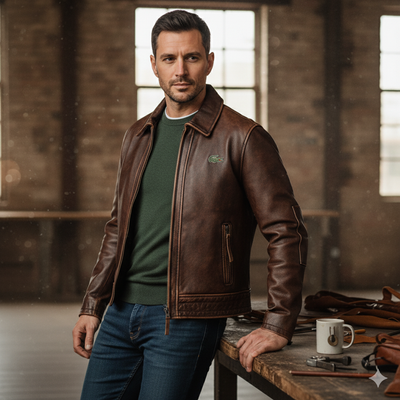 Joel | Vintage-ruskea nahkatakki miehille