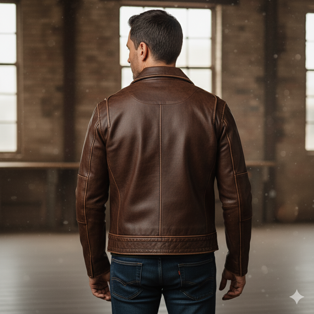 Joel | Vintage-ruskea nahkatakki miehille