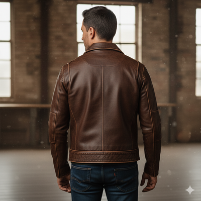 Joel | Vintage-ruskea nahkatakki miehille